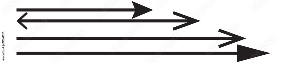 Long arrow vector icon. Black horizontal double arrow Long arrow vector icon. Black horizontal double arrow