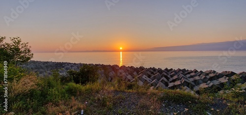 Fototapeta Naklejka Na Ścianę i Meble -  sunset at the beach in georgia turkey borders
