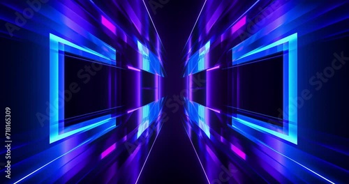 Animation of 80s Retro sci-Fi background. Video game Glow Retro wave. Purple grids neon glow light lines design on perspective floor. 