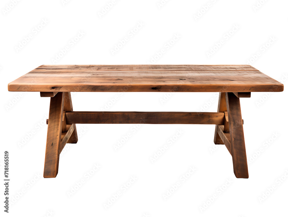 Reclaimed Wood Dining Table, isolated on a transparent or white background Reclaimed Wood Dining Table, isolated on a transparent or white background