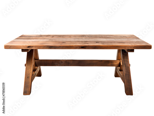 Reclaimed Wood Dining Table, isolated on a transparent or white background