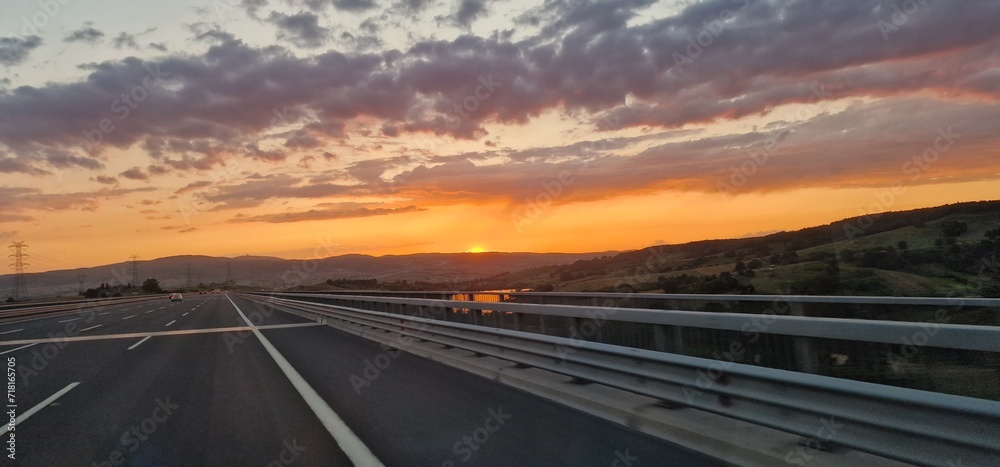 sunset on the road through turkey