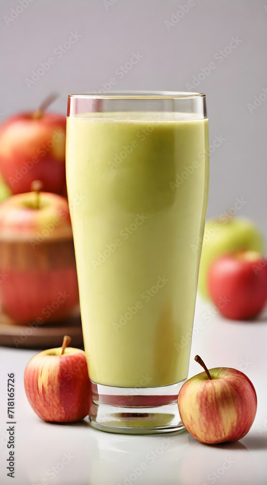 Glass of smoothie apple juice for drink isolated on white background Glass of smoothie apple juice for drink isolated on white background