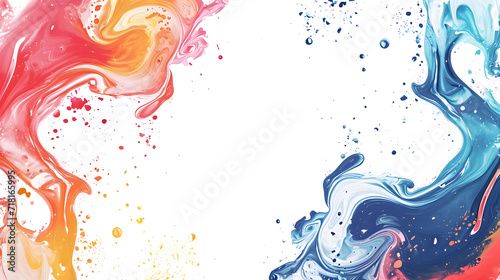 colorful fluid wave border on white background
