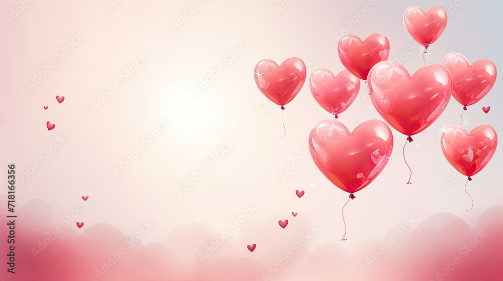 Create a charming love background with heart balloons for Valentine's Day. Incorporate copyspace to personalize messages and celebrate Saint Valentine. HD quality for a romantic touch