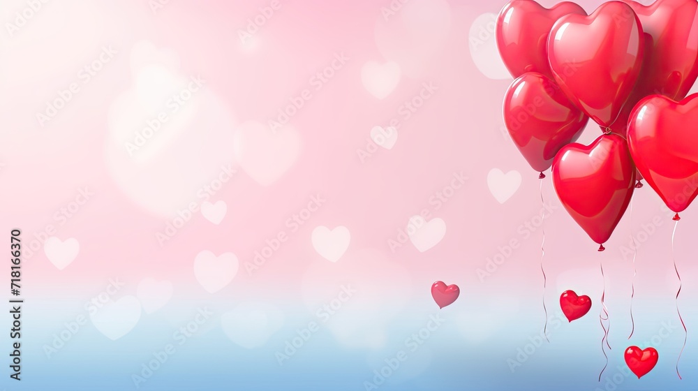 Create a charming love background with heart balloons for Valentine's Day. Incorporate copyspace to personalize messages and celebrate Saint Valentine. HD quality for a romantic touch