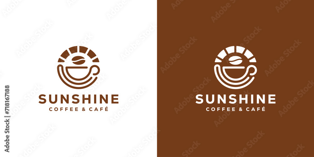 Creative Coffee Sunrise Logo. Coffee Morning, Sun Sunshine with Linear Outline Style. Coffee and Cafe Logo Icon Symbol Vector Design Template. Creative Coffee Sunrise Logo. Coffee Morning, Sun Sunshine with Linear Outline Style. Coffee and Cafe Logo Icon Symbol Vector Design Template.