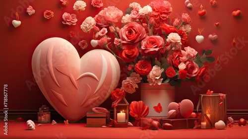Create a love-filled Valentine's Day design with a blend of warm colors and heartwarming visuals. Ideal for cards, social media, or festive setups