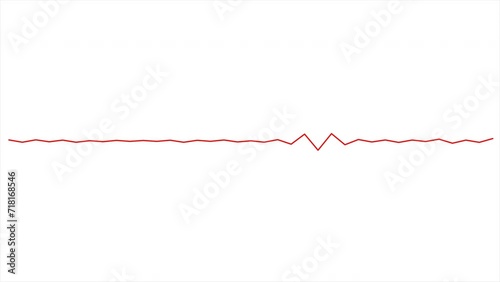 Flat continuous line of abstract audio sound, linear red waveform photo