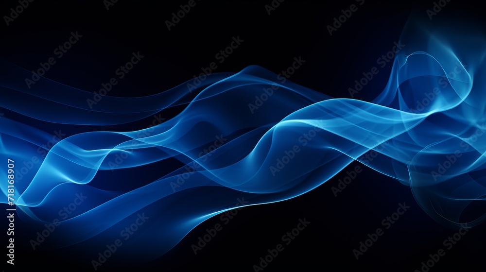 A black background is accompanied by waves of blue smoke. A black background is accompanied by waves of blue smoke.