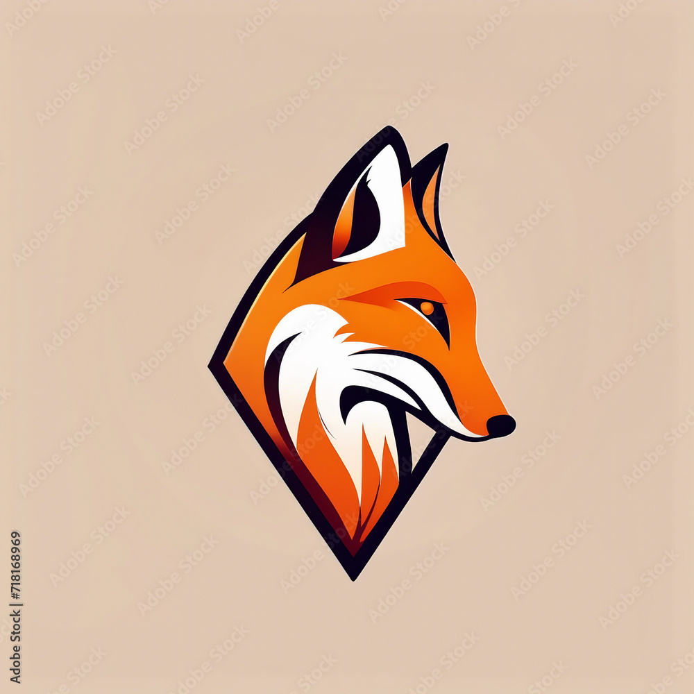 Obraz premium furry fox logo design illustration