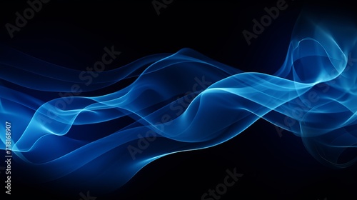 A black background is accompanied by waves of blue smoke.