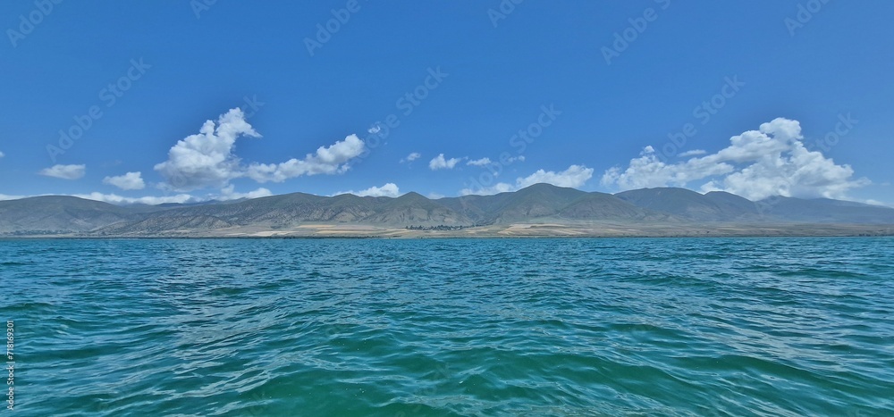 lake sevan armenia shore area with plastic pollution 