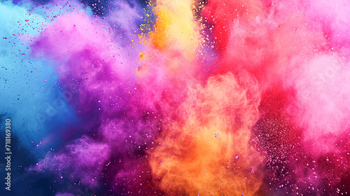 Clouds of multi-colored colorful powder, symbolizing joy and celebration. Indian Festival of Colors Holi