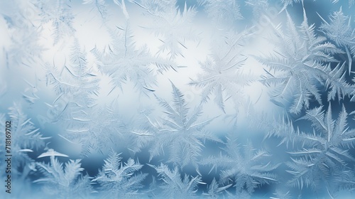 A close-up of a window that is frozen during the winter.