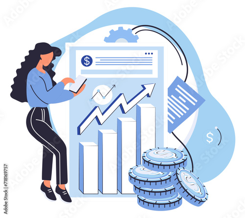 Financial accounting vector illustration. Precise calculating financial data is crucial for informed decision-making Information serves as foundation for making wise financial choices Effective