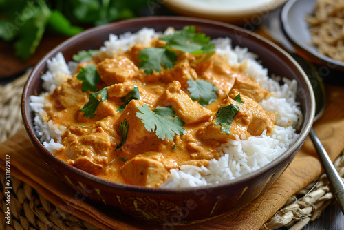 Authentic chicken curry with rice