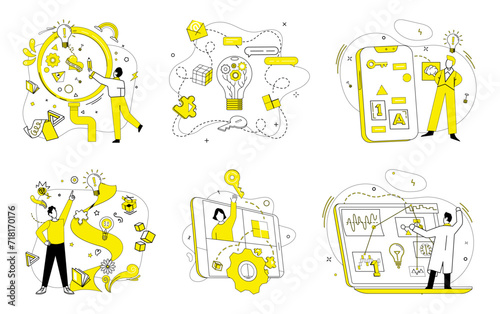 Conceptual innovation vector illustration. Conceptual innovation metaphorically dances with creativity in ballet success Intelligence and conceptual innovation are guiding stars in galaxy ideas