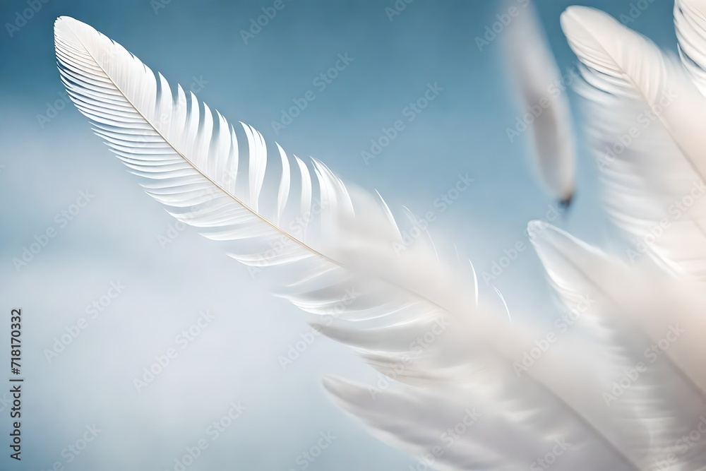 Naklejka premium white feather on black background