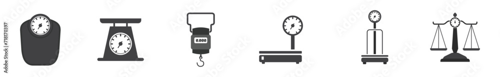 Scales set - scales, weighing, weight, balance. A vector set of weight ...