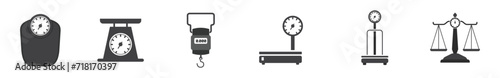 Scales set - scales, weighing, weight, balance. A vector set of weight-measuring instruments.