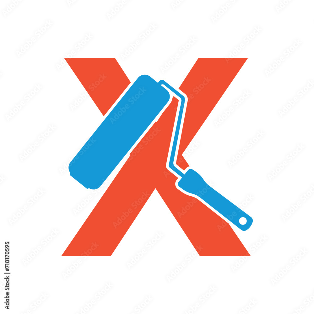 paint Logo combine with letter X vector template
