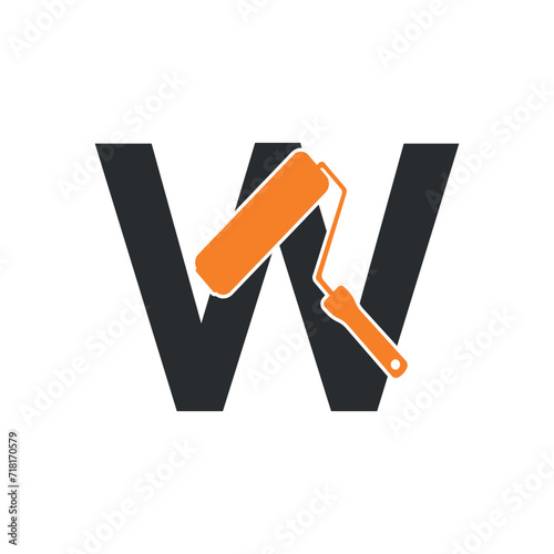 paint Logo combine with letter W vector template