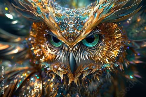 A large owl made of precious stones © DK_2020