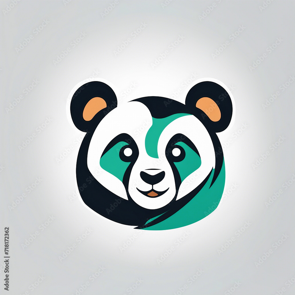 Fototapeta premium panda head logo design illustration