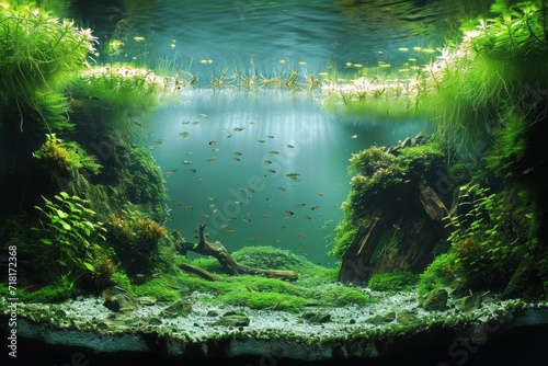 The elements of underwater landscape integrated into the aquarium and a CO2 system that promotes optimal plant growth