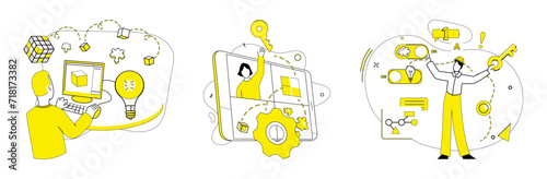 Conceptual innovation vector illustration. Conceptual innovation metaphorically dances with creativity in ballet success Intelligence and conceptual innovation are guiding stars in galaxy ideas