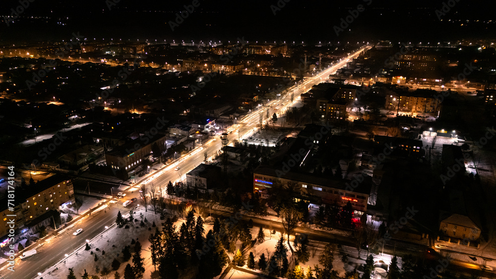 Karakol city of Kyrgyzstan at night