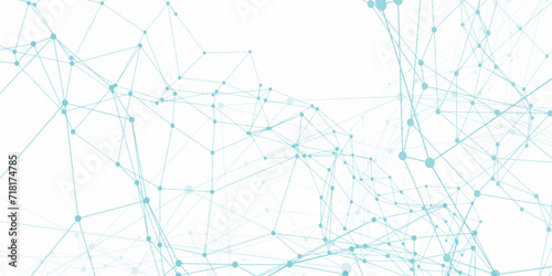 Abstract technology connection network of particles and lines. Global network Futuristic grid artificial intelligence connections. Plexus of lines and dots and connected particles Vector