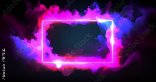 Animation of rectangle, Square Frame Design, glowing in the dark. Glow Neon Design for Graphic Design, Banner, Poster, Flyer, Brochure, Card. In space background