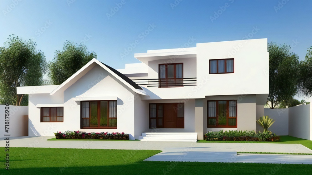 3d illustration of residential building exterior isolated on white background, Real estate concept. 3d illustration of residential building exterior isolated on white background, Real estate concept.