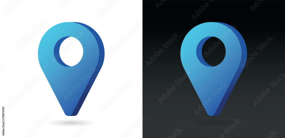 3D Realistic blue color location map pin GPS pointer markers vector ...
