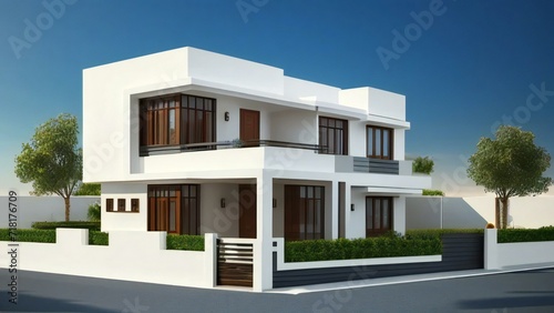 Clean and precise 3D representation of a house, devoid of background distractions. Real estate concept © home 3d