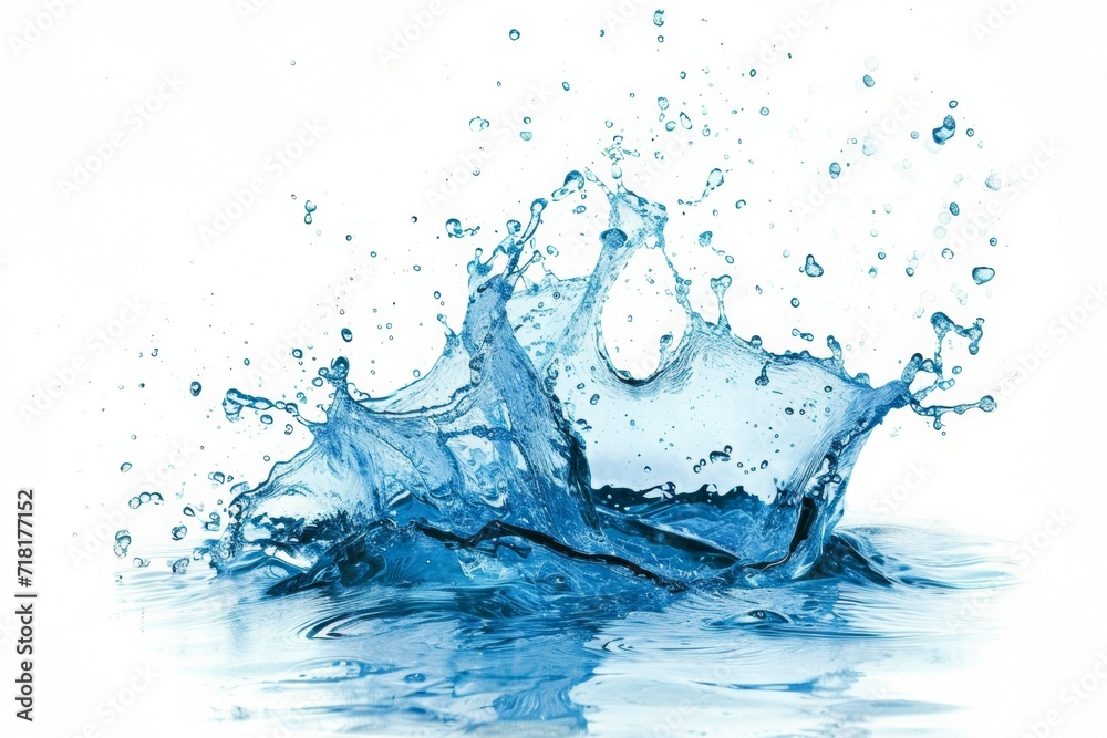 Isolated clean blue water wave swirl splash with splatters. Purity or ...