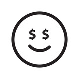 Dollar sign icon button. Smiley face icon. Smile emoji icon. smile face emoticon icon. Emoji rating system vector illustration. Customer feedback icon. Excellent, good, Happy, success, satisfaction fa