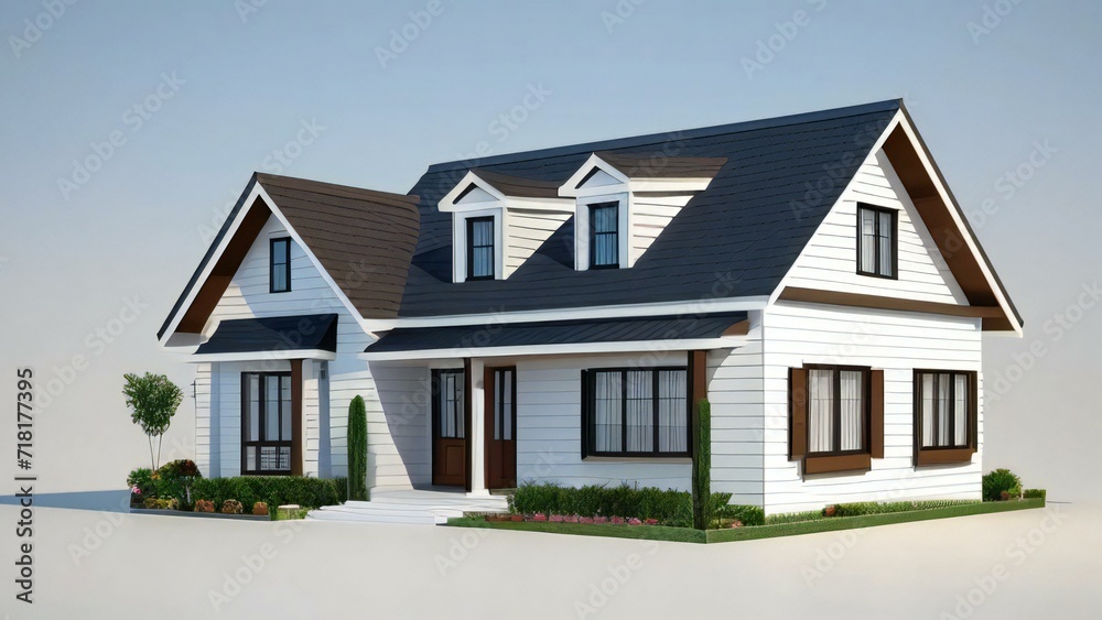 Stylish and compact 3D rendering of a contemporary home design. Concept for real estate or property. Stylish and compact 3D rendering of a contemporary home design. Concept for real estate or property.