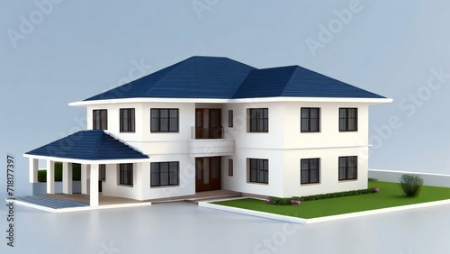 Stylish and compact 3D rendering of a contemporary home design. Concept for real estate or property. © samsul