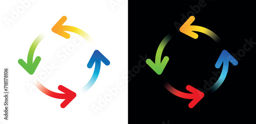 Loading icon isolated on white and black background.