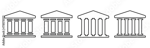 Bank line art icon set. Vector graphic illustration. Suitable for website design, logo, app, template, and ui.