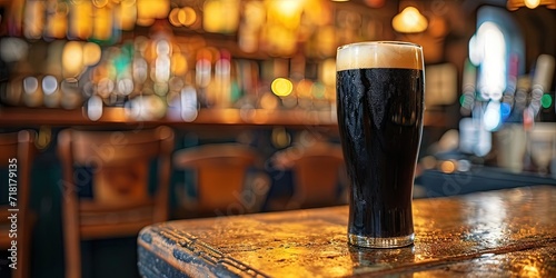 dark stout beer in a bar photo