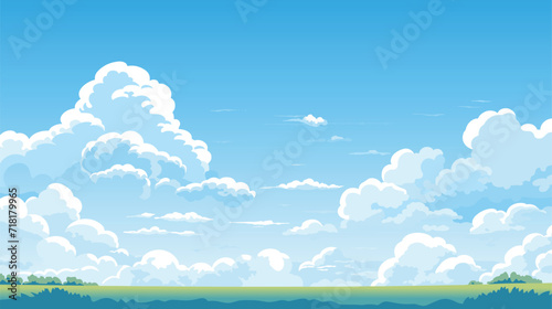 Blue sky clouds sunny day. Background design, Vector photo