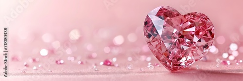 pink Gemstone heart with plenty of copy space on Valentine's banner photo