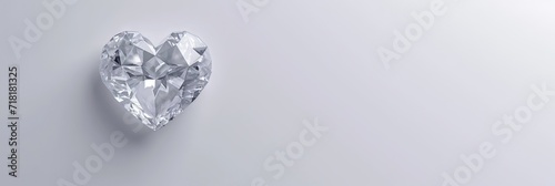 White diamond Gemstone heart with plenty of copy space on Valentine's banner