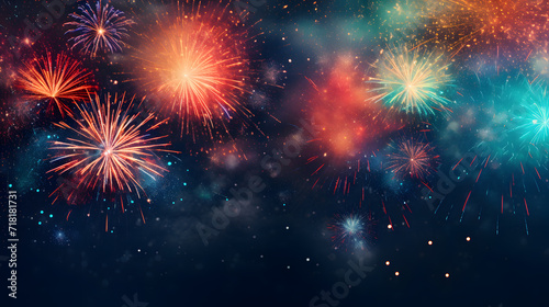 Colorful fireworks background © sugastocks