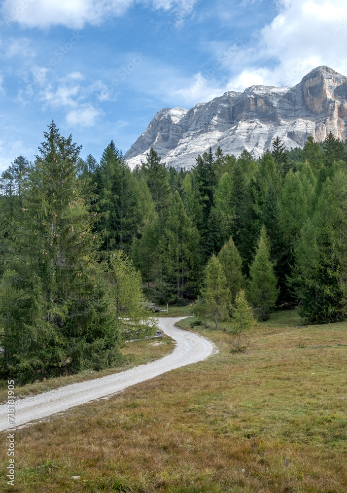 Panoramic view of nature and mountains in the Dolomites Italy Panoramic view of nature and mountains in the Dolomites Italy