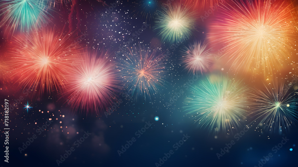 Naklejka premium Colorful fireworks background